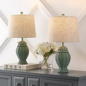 Margie Wicker 20.5" Bohemian Rustic Iron LED Table Lamp - JONATHAN Y